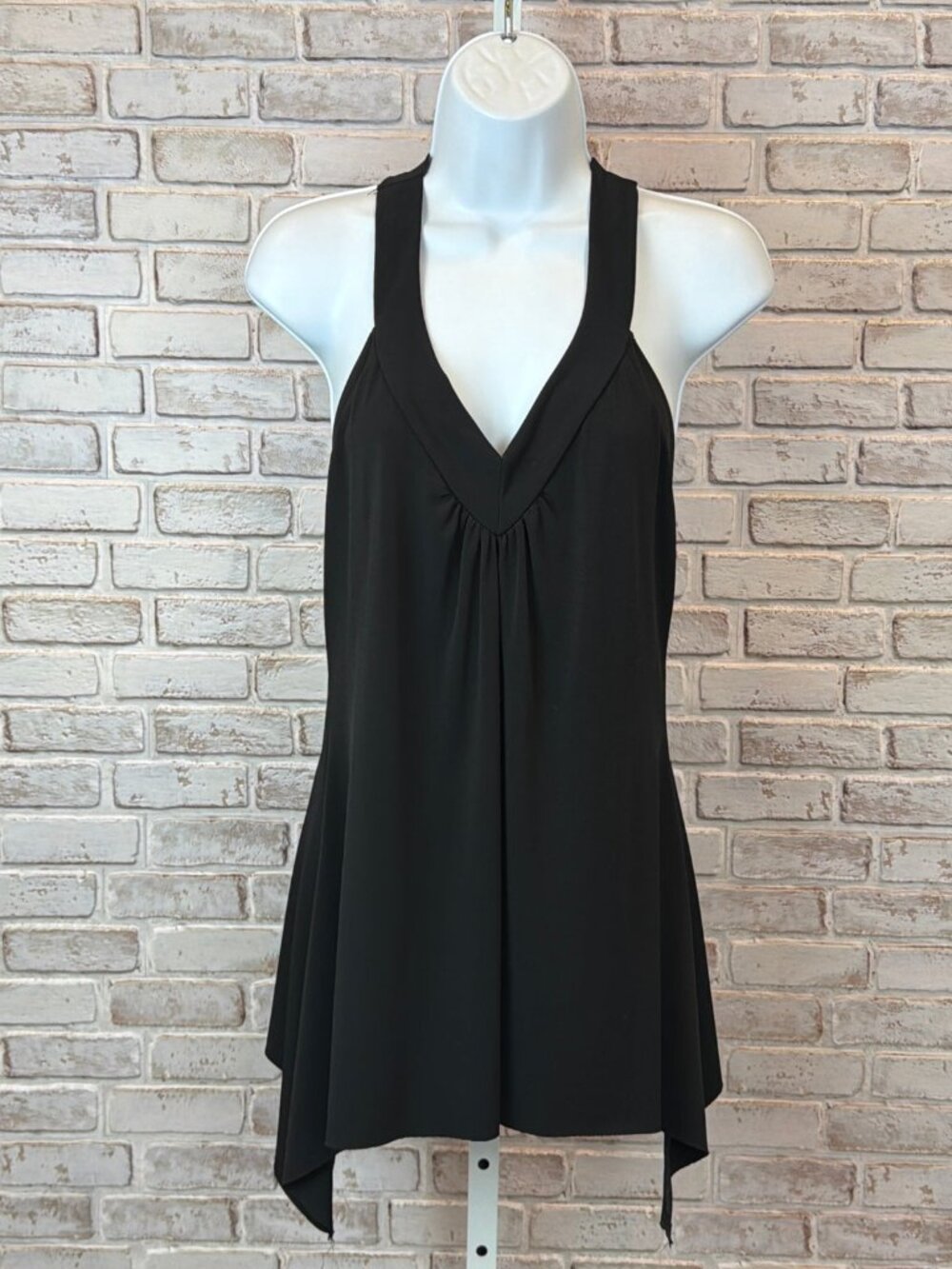 Gemstone Beaded Back Halter Top Black Size Small